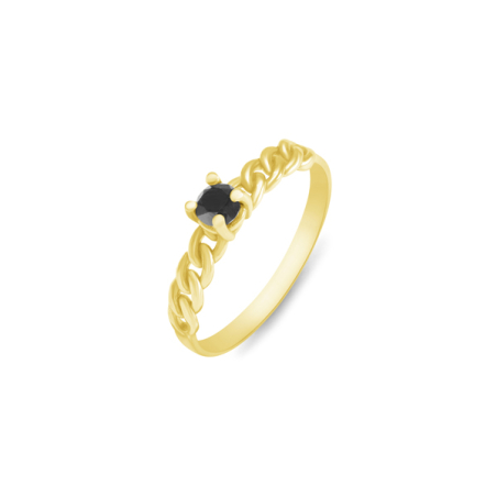Cuban Ring with Black Diamond | טבעת גורמט עם יהלום שחור