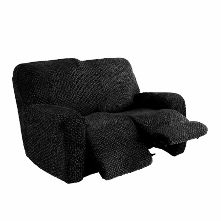 כיסויים לספות שניים ושלושה מושבים עם רקליינר בצבע שחור בד קטיפה