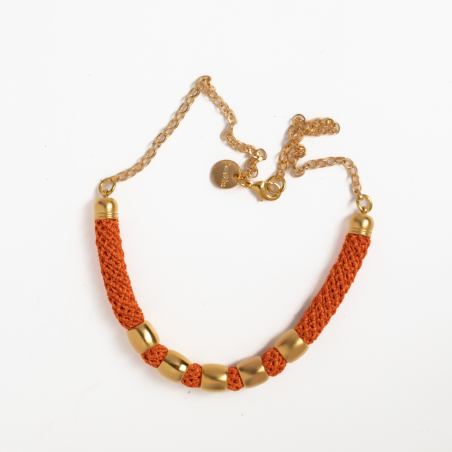 Orange and Gold Five Rings Necklace - Avishag