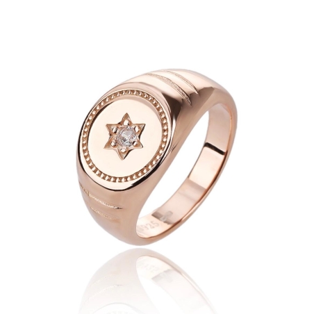 טבעת זרת רוז גולד - חותם מגן דוד