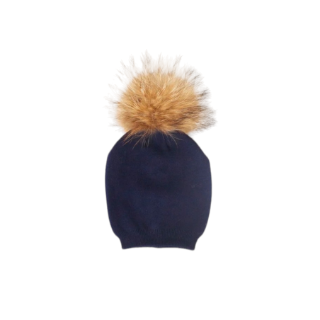כובע פונפון צבע כחול נייבי מידה 12-24M