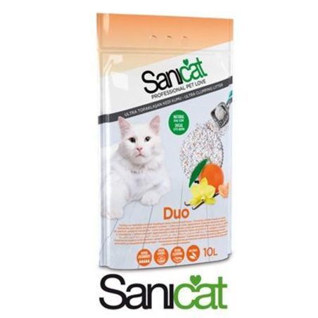 SANICAT Duo סאניקט דוא חול מתגבש לחתולים ריחני בניחוח וניל והדרים 10 ליטר
