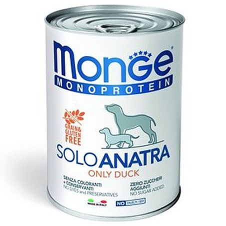MONGE מונג' מזון רטוב לכלבים מונו פרוטאין בטעם ברווז 400 גרם
