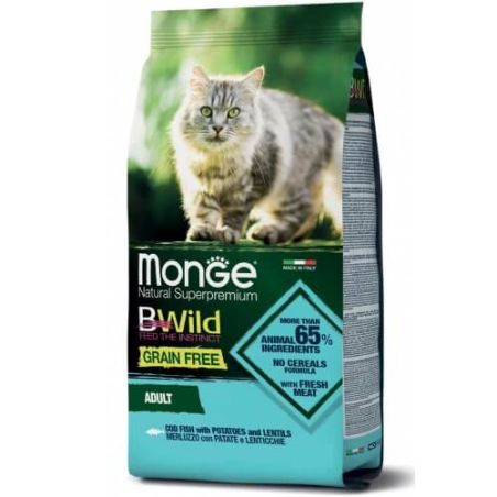 Monge BWild מונג' ביווילד מזון יבש לחתולים בוגרים בקלה ותפו