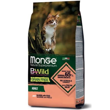Monge BWild מונג' ביווילד מזון יבש לחתולים בוגרים סלמון ואפונה נטול דגנים 1.5 ק