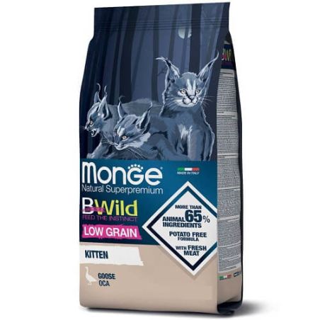 Monge BWild מונג' ביווילד מזון יבש לגורי חתולים אווז מופחת דגנים 1.5 ק