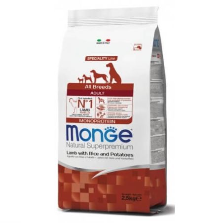 MONGE MONOPROTEIN מונג' מונופרוטאין לכלב בוגר על בסיס כבש, אורז ותפוחי אדמה 2.5 ק