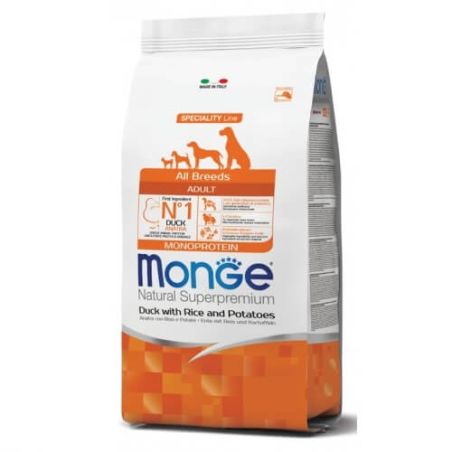 MONGE MONOPROTEIN מונג' מונופרוטאין לכלב בוגר על בסיס ברווז, אורז ותפוחי אדמה 2.5 ק