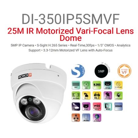 מצלמת כיפה IP Provision DI-350IP5SMVF 5MP DOME IP66 VF