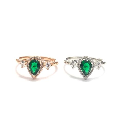 טבעת KAYA - כסף 925 טיפה ירוקה