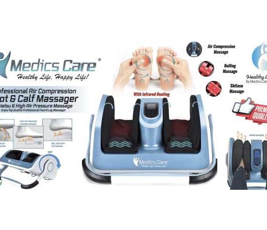 מכשיר עיסוי מקצועי לרגליים 3ב-1 בשיטת שיאצו, לחץ כריות אוויר וגלגל עיסוי לכפות הרגליים + חימום אינפרא אדום ורטט Smart Care MC-8015A מבית Medics-Care