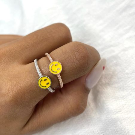 טבעת כסף 925 - סמיילי צהוב