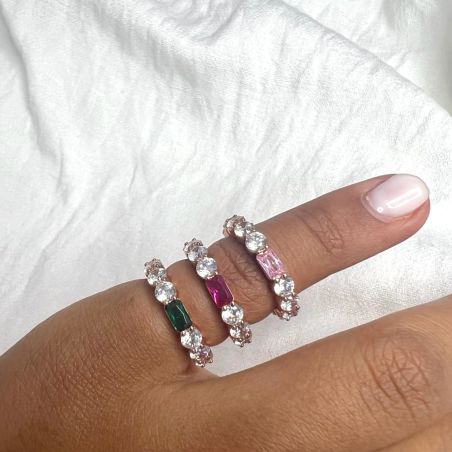 טבעת זרת זרקוני רוז גולד בתוספת אבן בצבע