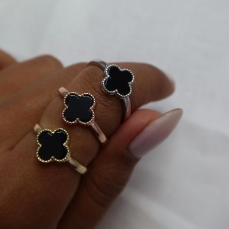 טבעת כסף 925 - פרח שחור