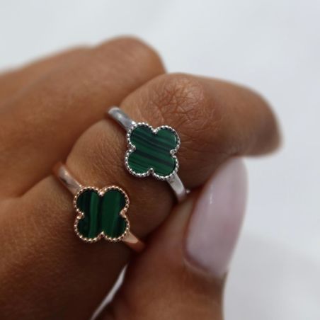 טבעת כסף 925 - פרח ירוק