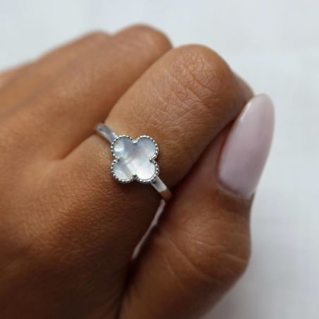 טבעת כסף 925 - פרח פנינה