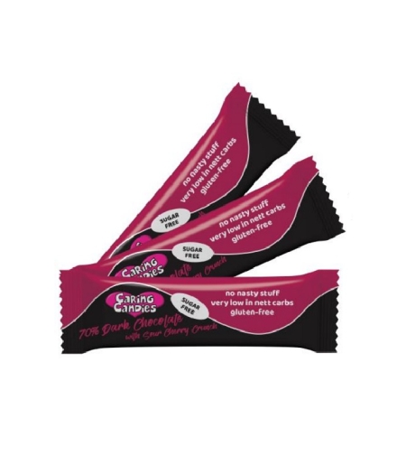 Clearance - Sugar Free 70% Dark Chocolate with Sour Cherry Crunch 50g