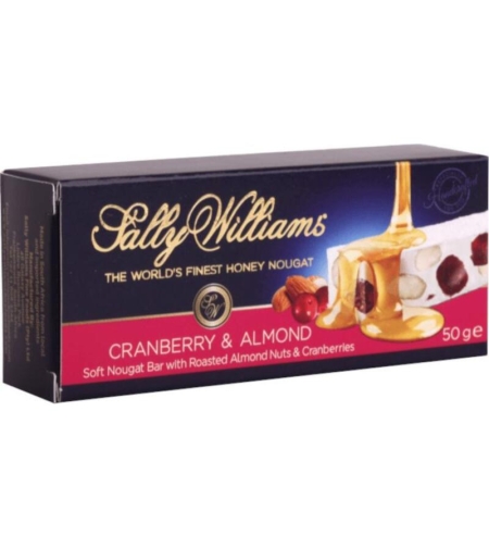 Clearance - Sally Williams Nougat Cranberry and Almonds 50gr
