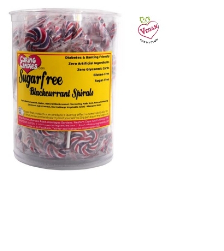 Caring Candies - Sugar Free Round Blackcurrant 10 gr Lollies
