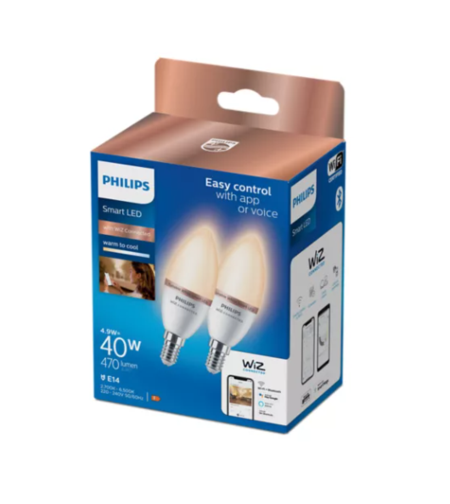 מארז 2 נורות נר חכמות Philips Smart LED 4.9W