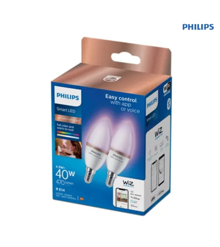 מארז 2 נורות נר צבעוניות חכמות Philips Smart LED 4.9W