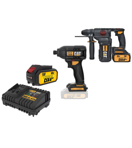 סט כלים מקצועי פטישון + אימפקט 18V 2X4.0AH מבית CAT