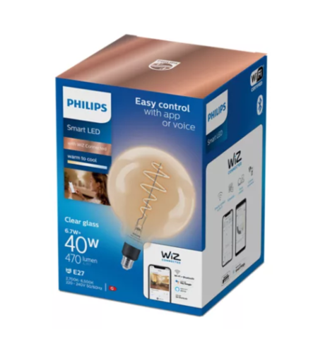 נורה חכמה שקופה גלוב 200 Philips Smart LED Filament 6.7W
