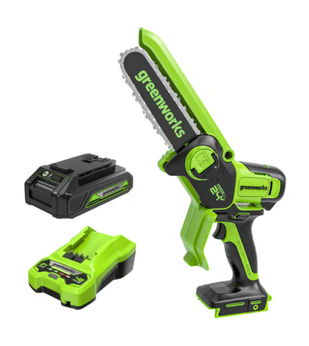 מארז מסור שרשרת מיני נטען greenworks 24V