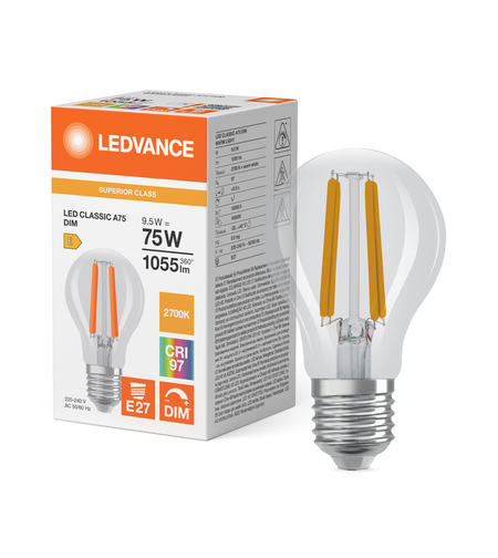 נורת לד דמוי ליבון שקופה 9.5W CRI 97 לעמעום