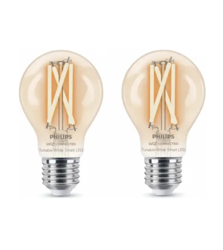מארז 2 נורות חכמות שקופות Philips Smart LED Filament A60 7W