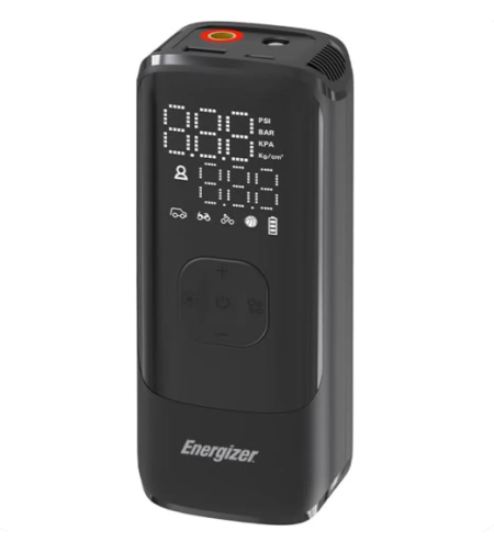 משאבת אוויר נטענת כוללת סוללת גיבוי ופנס Energizer