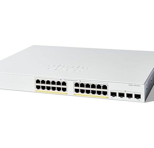 מתג מנוהל, 24 יציאות, Cisco Catalyst C1300-24FP-4G