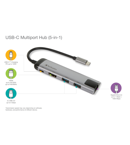 VERBATIM USB-C™ MULTIPORT HUB USB 3.1/ HDMI /Gigabit Ethernet