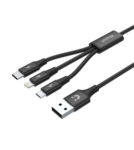 כבל USB לחיבור Type C + Lightning + Micro של חברת UNITEK