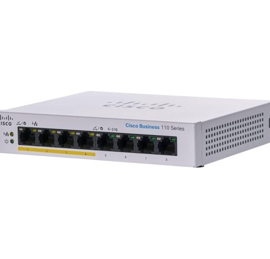 מתג לא מנוהל Cisco Business Partial PoE 8-Port CBS110-8PP-D-EU