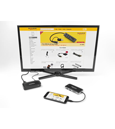 מרחיק אלחוטי USB-C Full HD לשידור 2 מסכים HDMI+VGA בו זמנית דגם D87775