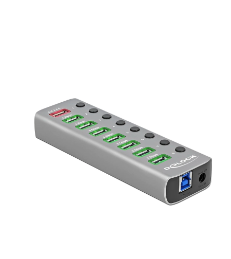 מפצל USB HUB מקצועי USB 3.2 Gen 1 PD עם 7 כניסות USB-A תומך בטעינה מהירה 5/12 וולט Delock