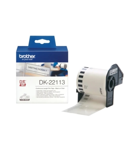 גליל Brother DK-22113 נייר רציף שחור על שקוף 62 מ