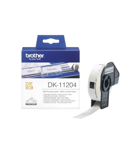 גליל Brother DK-11204 שחור על לבן 17x54 מ
