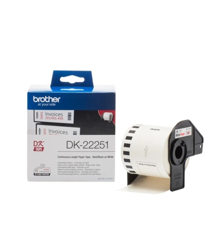 גליל Brother DK-22251 נייר רציף שחור ואדום על לבן 62 מ
