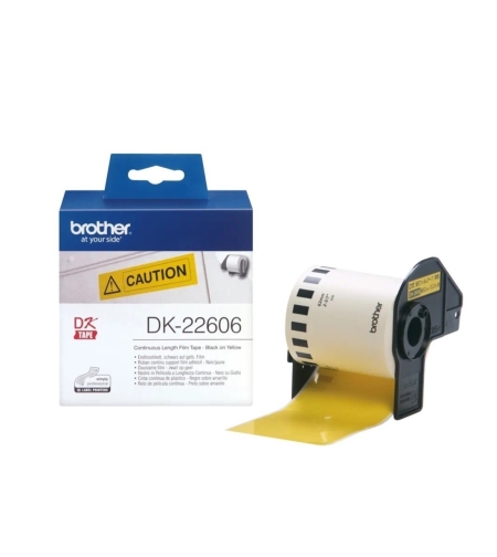 גליל Brother DK-22606 נייר רציף שחור על צהוב 62 מ