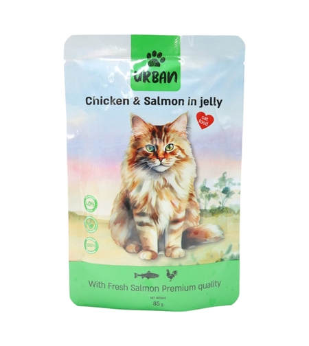 פאוץ' לחתול עוף וסלמון בג'לי - אורבן