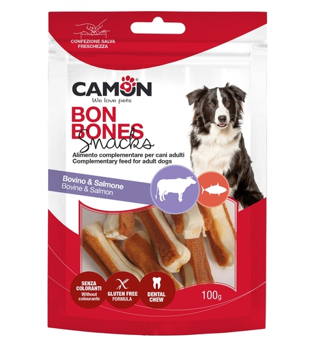 חטיף עצמות עור פרה עם סלמון - קמון