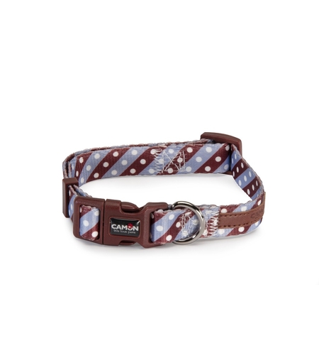 קולר לכלב בורדו תכלת עם נקודות