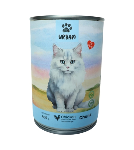 שימורים לחתול נתחים בטעם עוף - אורבן