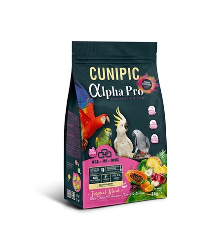 כופתיות קוניפיק אלפא פרו לתוכים גדולים- טרופי- 1 ק