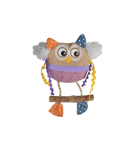 צעצוע לחתול פוליאסטר בצורת ינשוף עם מטאטאבי וקטניפ