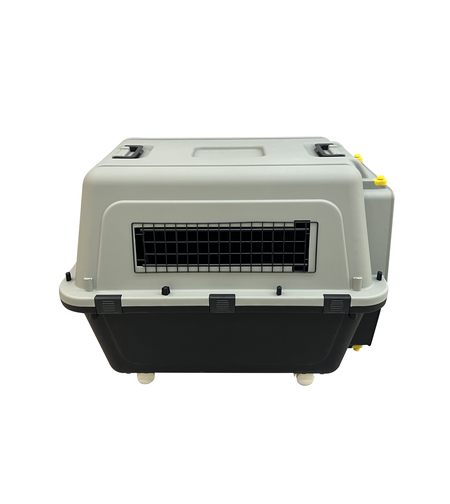 כלוב טיסה XGH מאושר IATA לטיסה כולל גלגלים, קערות ושטיחון- 81.4X58.6X58.4 ס