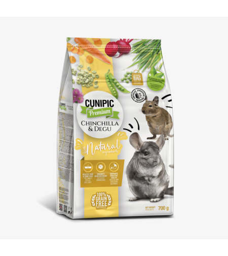 קוניפיק פרימיום ללא דגנים - לצ'ינצ'ילה ודגו 700 גר' קילו