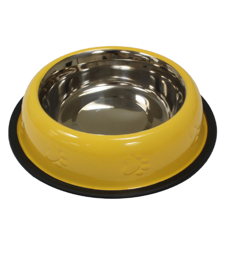 קערת נירוסטה צהובה עם גומי מונע החלקה 700 מל'